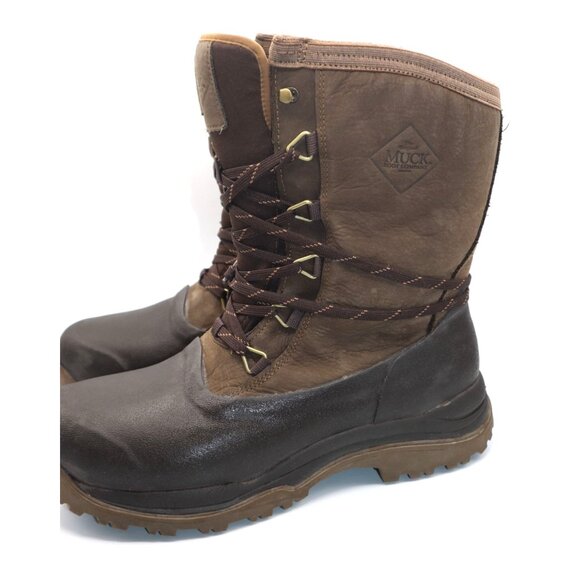 Muck Mens Brown Lace-Up Waterproof Work Boots Sz 11 Vibram Sole Grunge Gorpcore